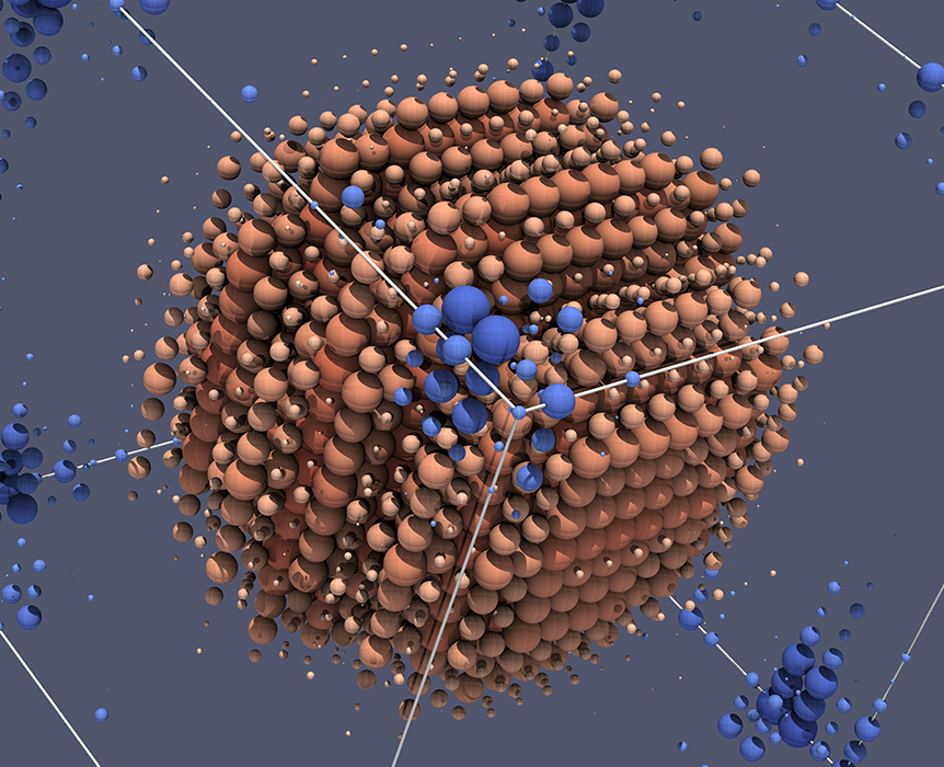 在一个正方形中显示几个球的计算机图形